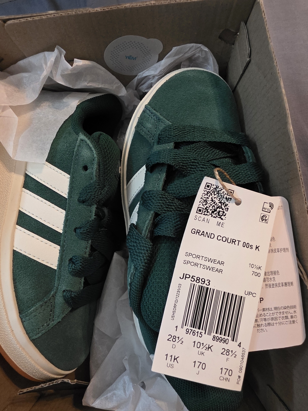 Adidas Kids Grand Court 00s Green Sneakers